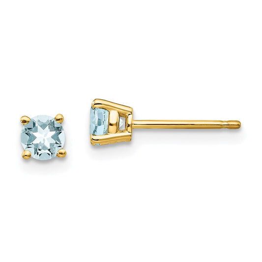 14k Yellow Gold Aquamarine Post Earrings XE71AQ-B