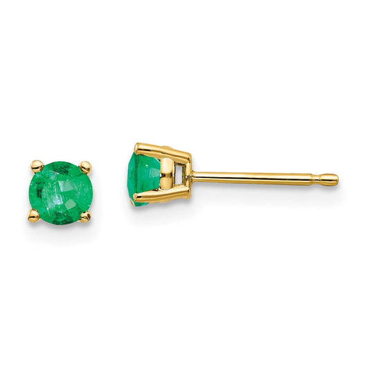 14k Yellow Gold Emerald Post Earrings XE71E-B
