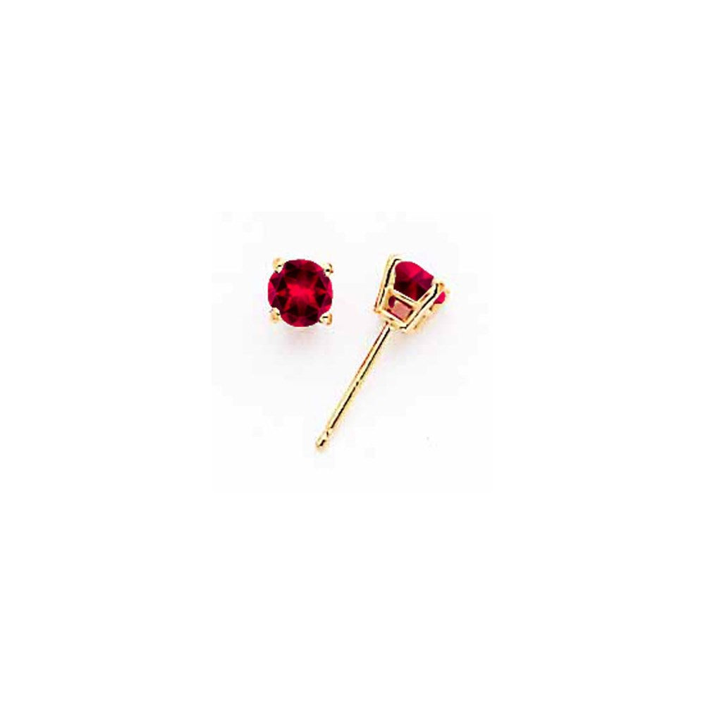 14k Yellow Gold 4mm Ruby Earrings XE71R