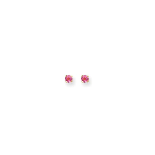 14k Yellow Gold 4mm Pink Sapphire Earrings XE71SP