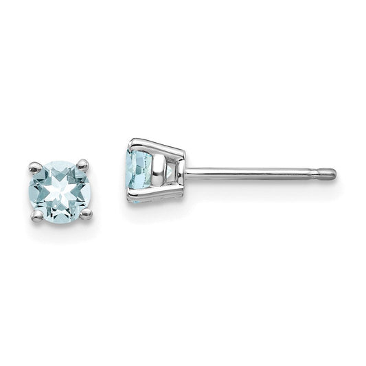 14k White Gold Aquamarine Post Earrings XE71WAQ-B
