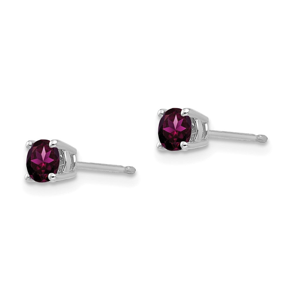 14k White Gold 4mm Rhodolite Garnet Earrings