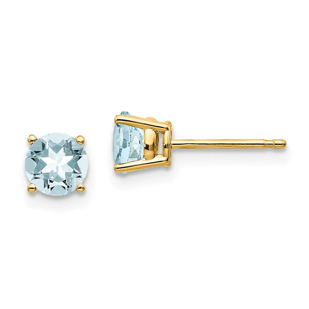 14k Yellow Gold Aquamarine Post Earrings XE72AQ-B
