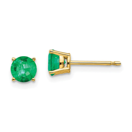 14k Yellow Gold Emerald Post Earrings XE72E-B