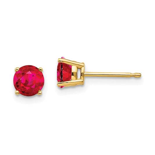 14k Yellow Gold Ruby Post Earrings XE72R-B
