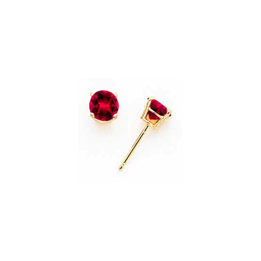 14k Yellow Gold 5mm Ruby Earrings XE72R