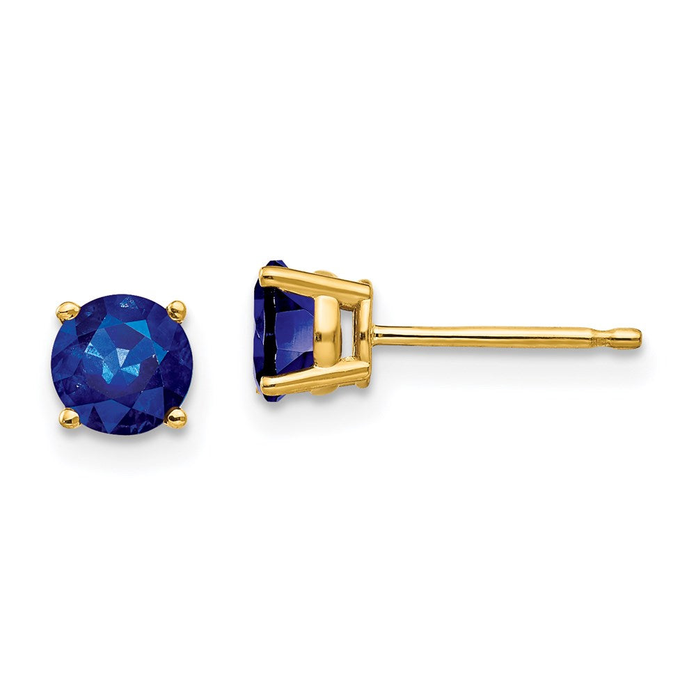 14k Yellow Gold 5mm Sapphire Earrings XE72S