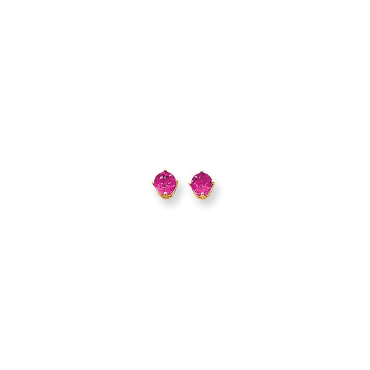 14k Yellow Gold 5mm Pink Sapphire Earrings XE72SP