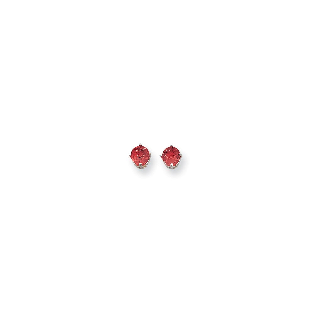 14k White Gold Rhodolite Garnet round stud earring