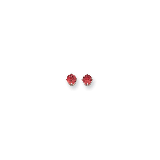 14k White Gold Rhodolite Garnet round stud earring