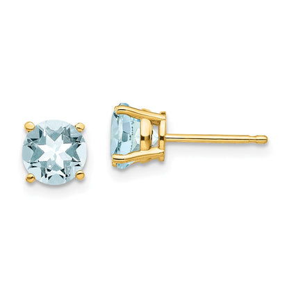 14k Yellow Gold Aquamarine Earrings XE73AQ-B