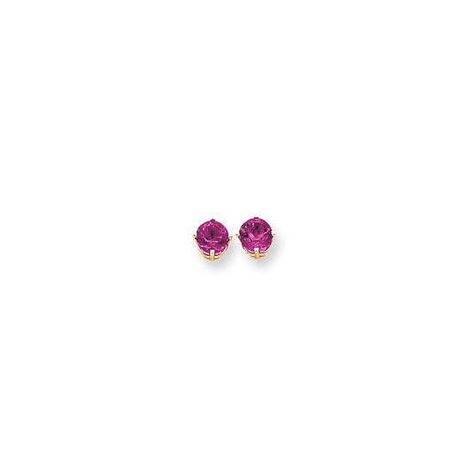 14k Yellow Gold 6mm Pink Sapphire Earrings XE73SP