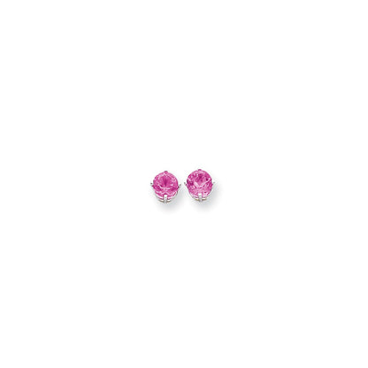 14k White Gold 6mm Pink Tourmaline earring