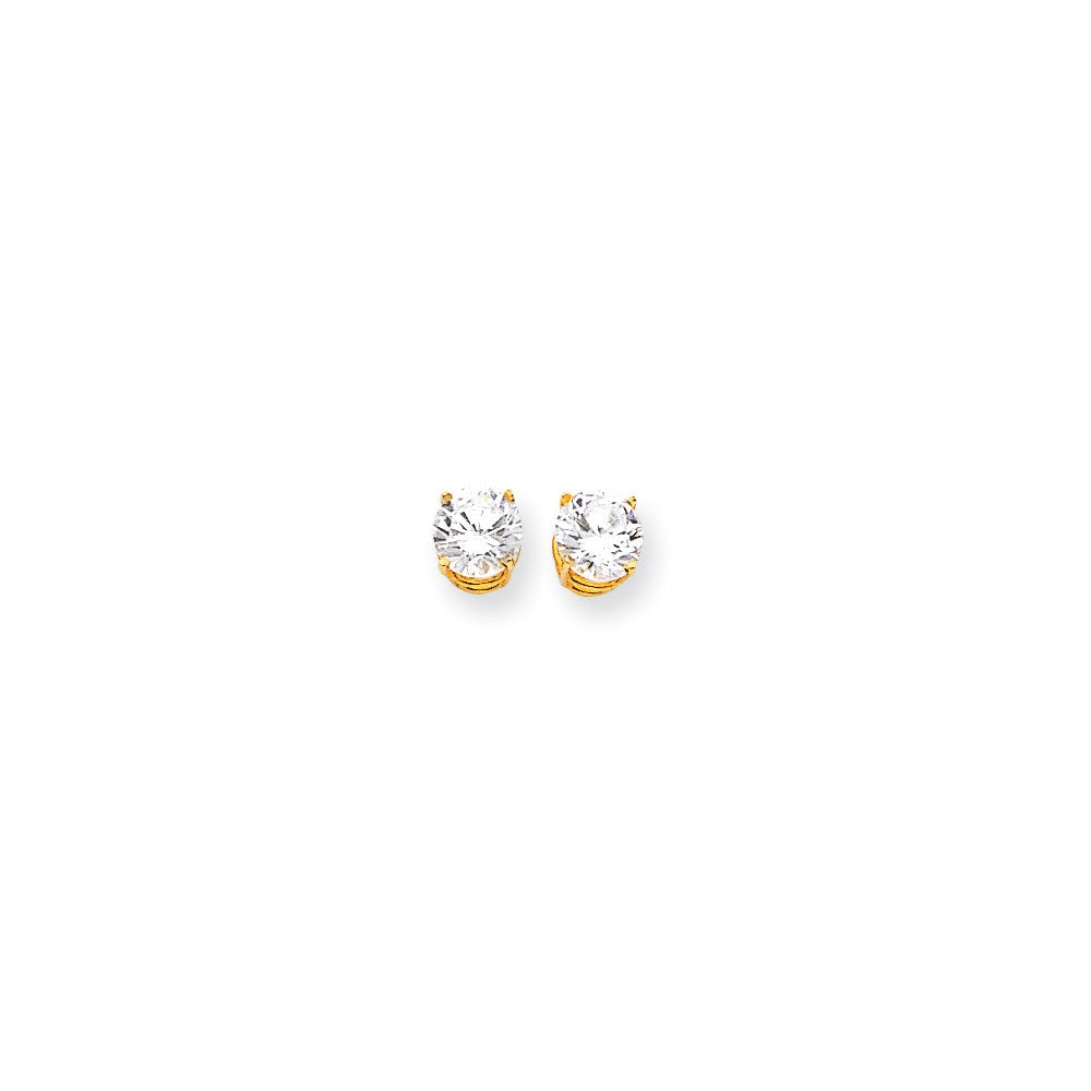14k Yellow Gold 7mm Cubic Zirconia Earrings XE74CZ