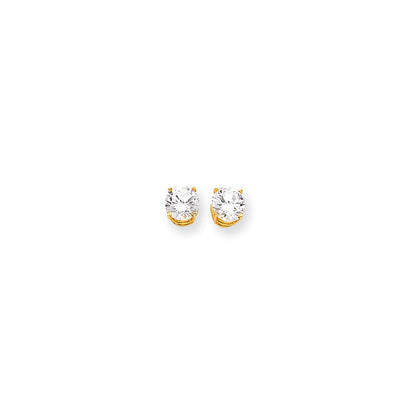 14k Yellow Gold 7mm Cubic Zirconia Earrings XE74CZ