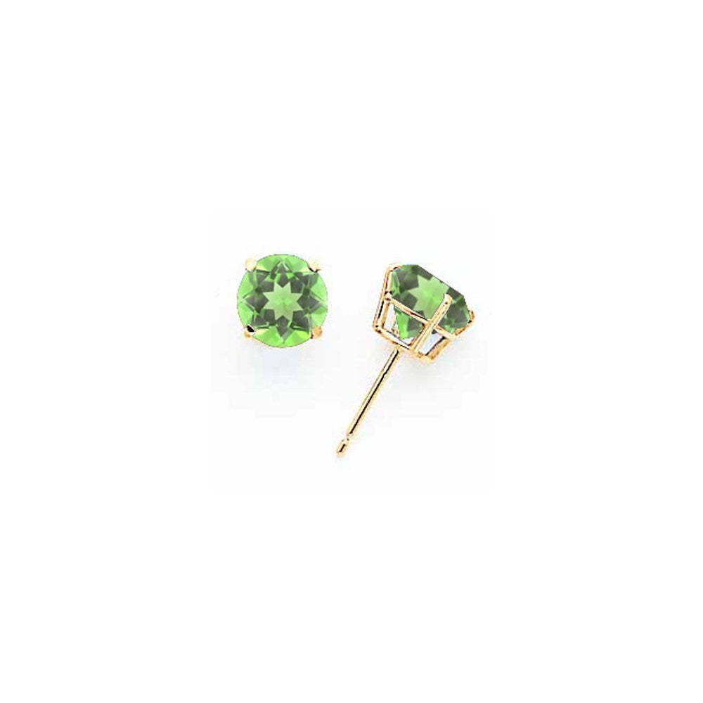 14k Yellow Gold Peridot round stud Earrings XE74PE