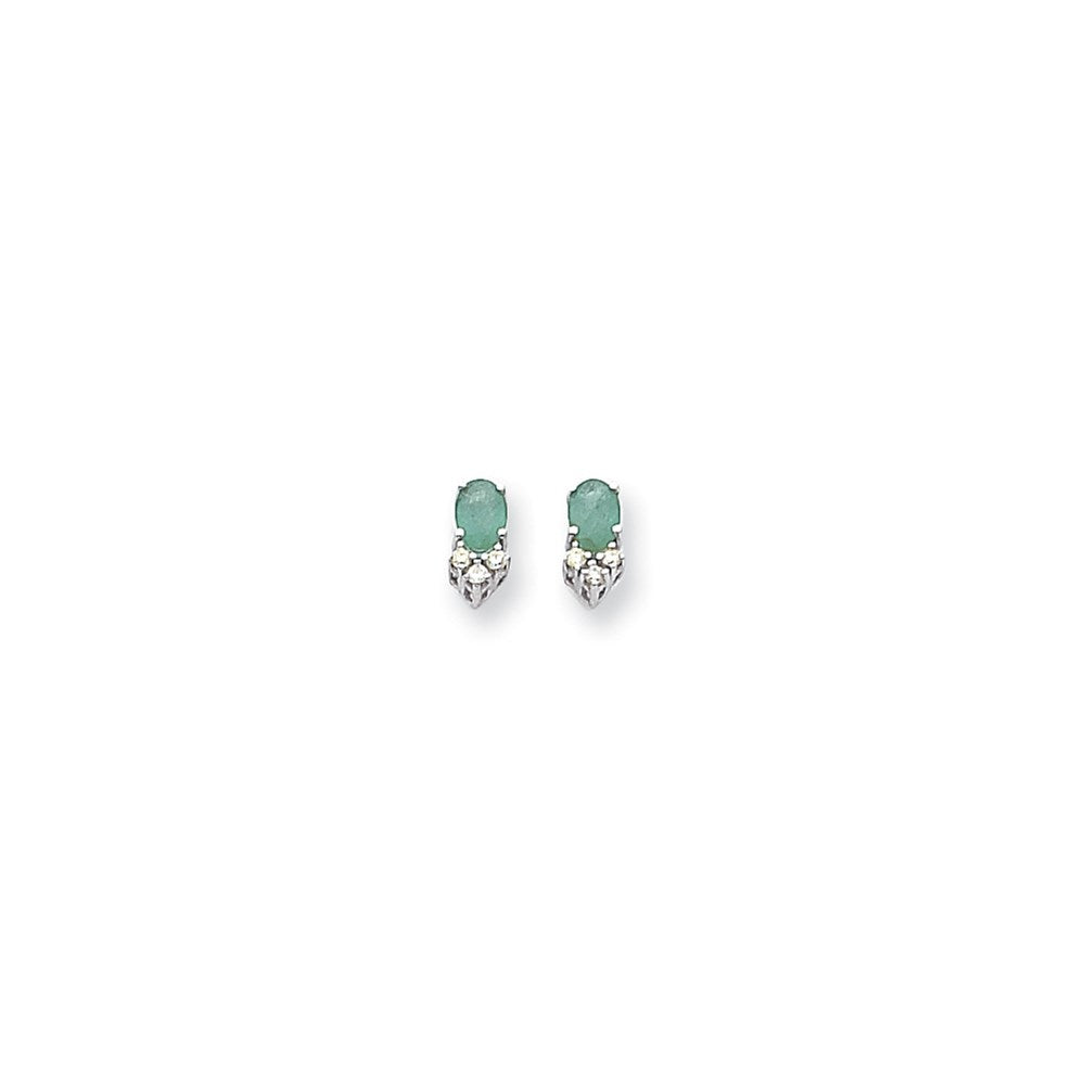 14k Yellow Gold Emerald Real Diamond Post Earrings XE759E/AA