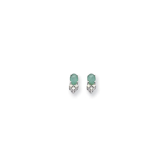 14k Yellow Gold Emerald Real Diamond Post Earrings XE759E/AA