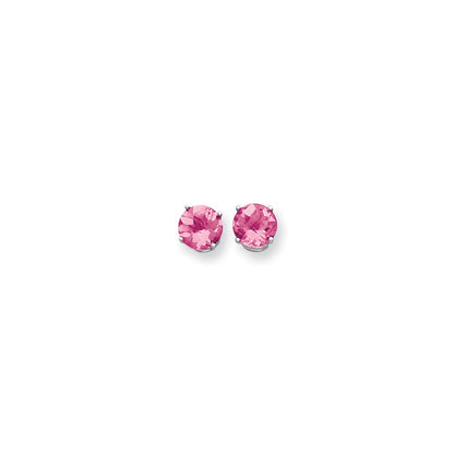 14k White Gold 8mm Pink Tourmaline earring