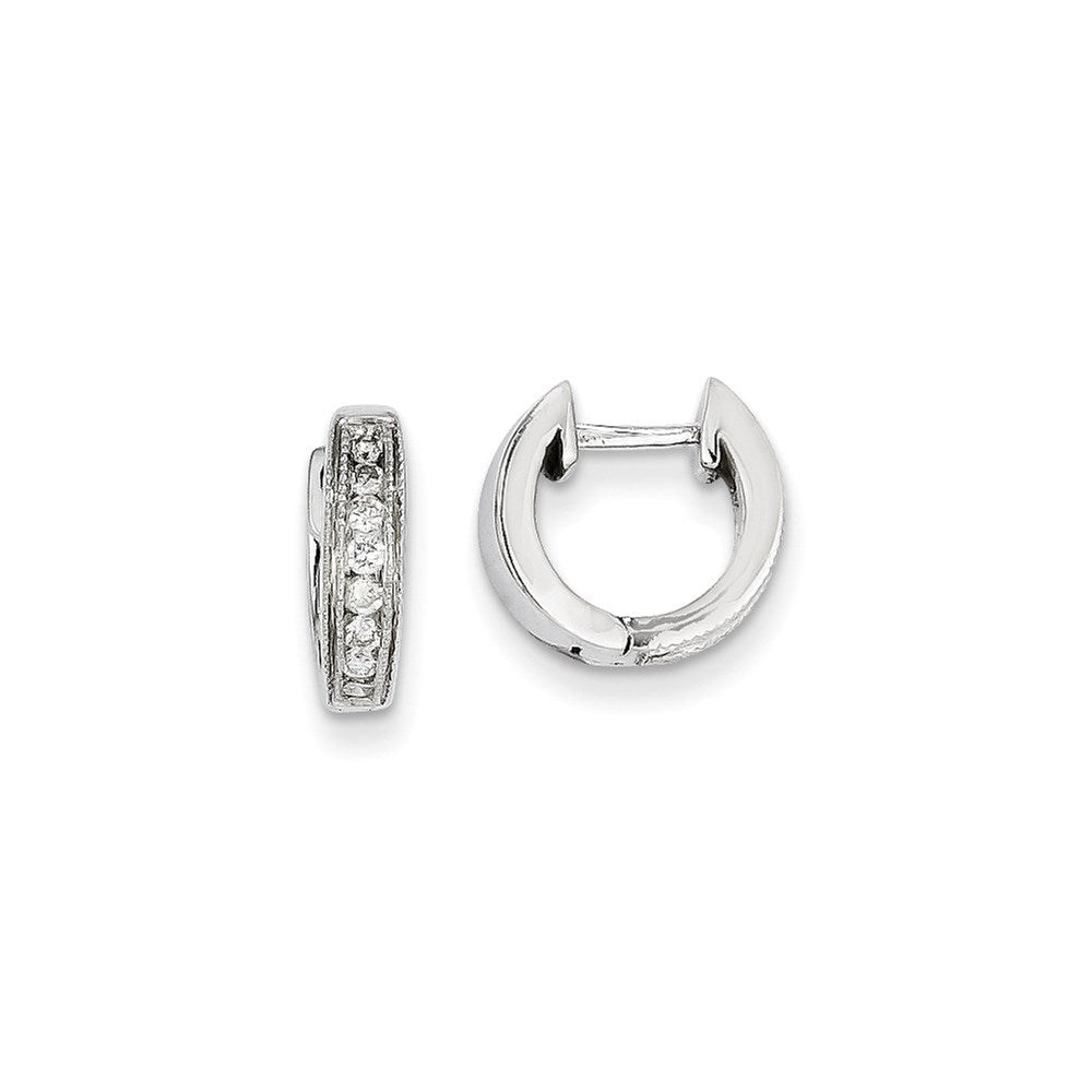 14k White Gold Real Diamond Complete Hinged Hoop Earrings XE768A