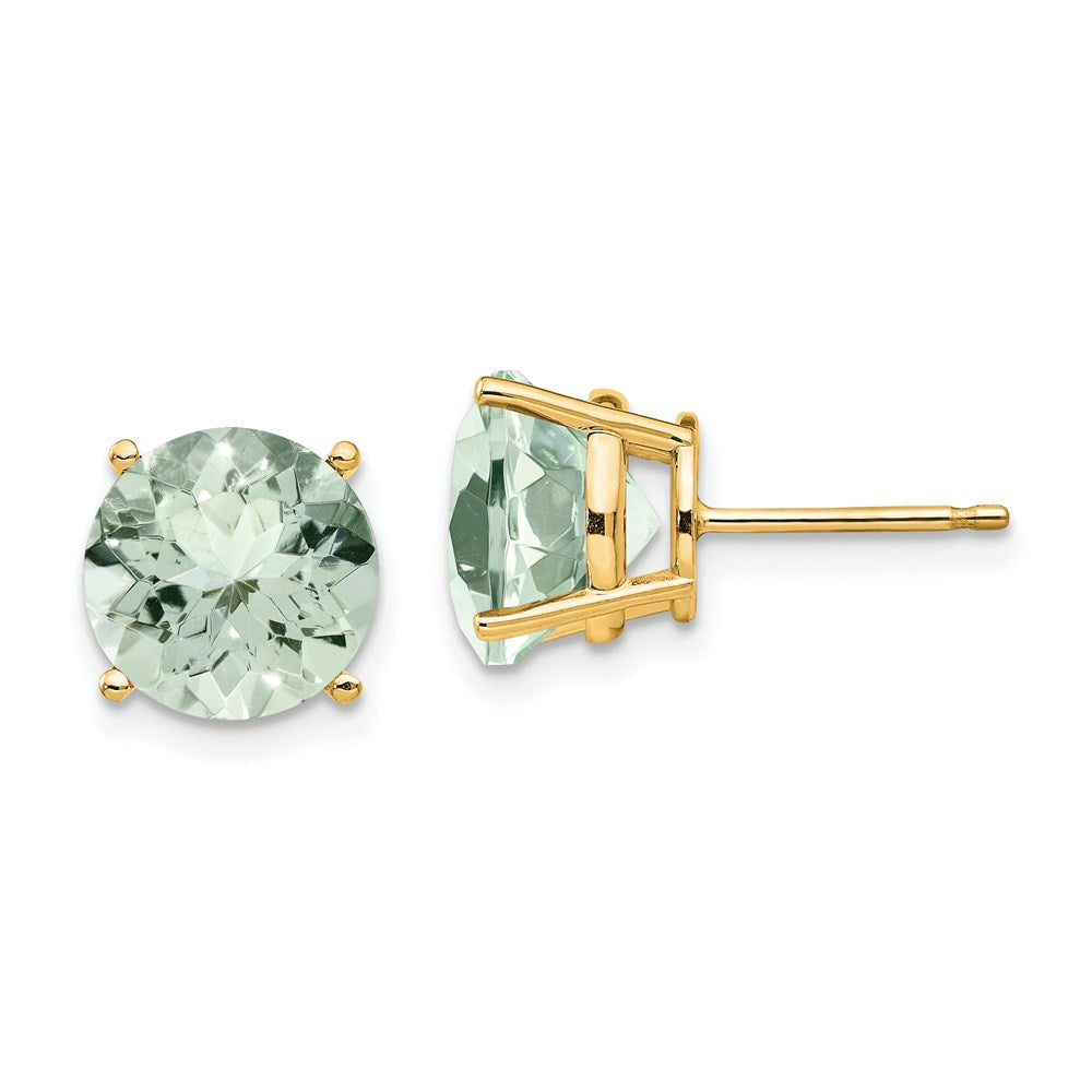 14k Yellow Gold 9mm Round Green Quartz Earrings XE76AG