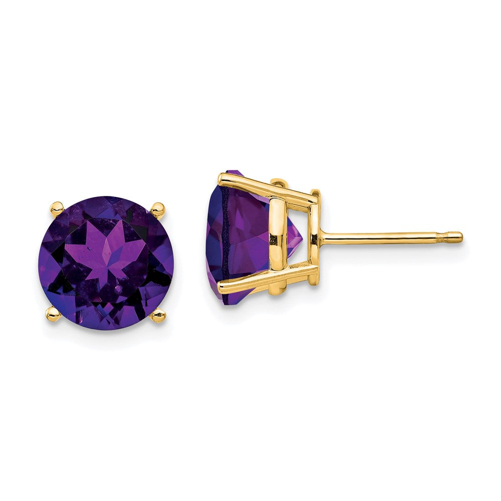 14k Yellow Gold Amethyst Round Stud Earring XE76AM