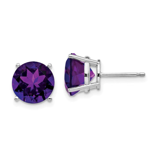 14k White Gold 9mm Amethyst Earrings XE76WAM