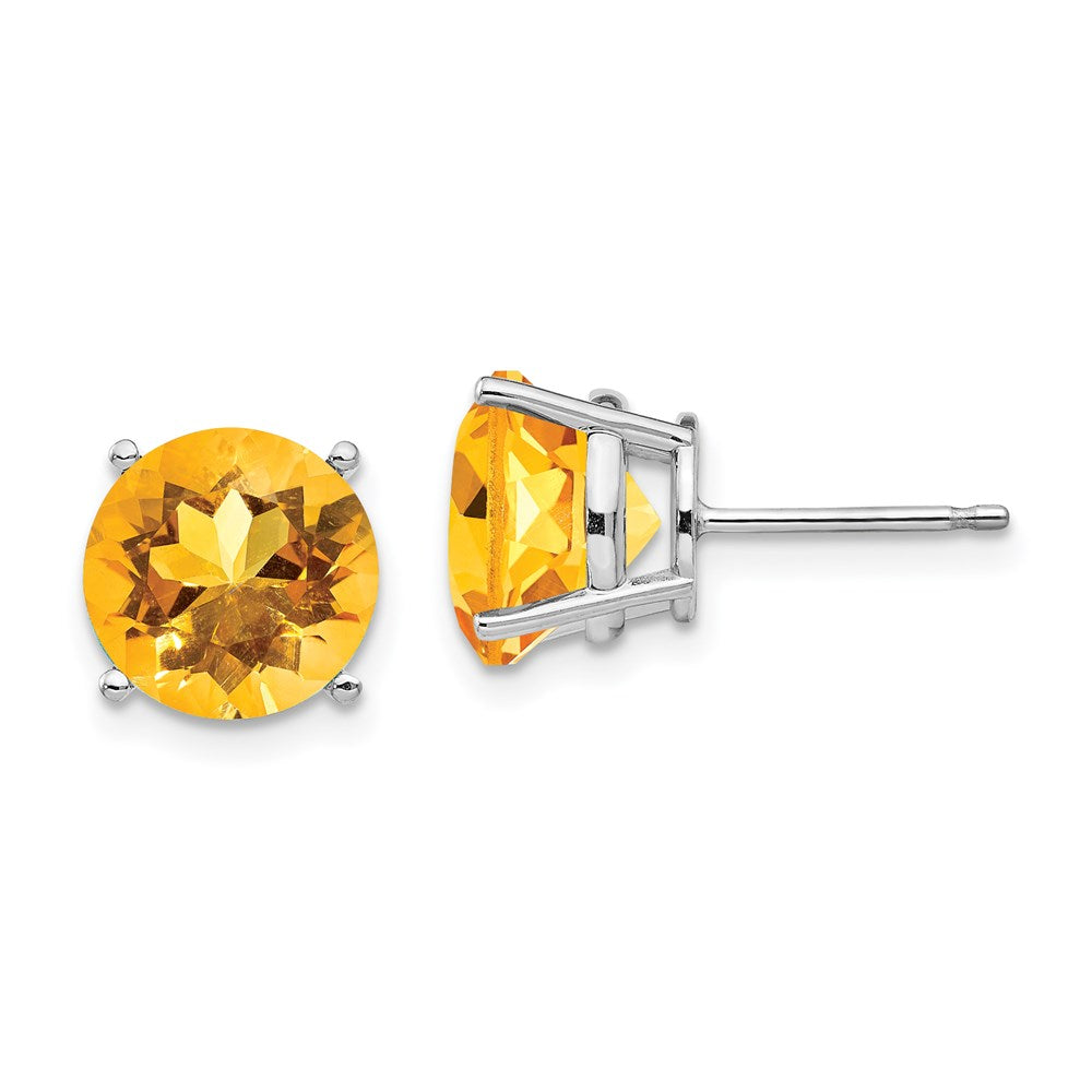 14k White Gold Citrine Round Stud Earrings XE76WCI