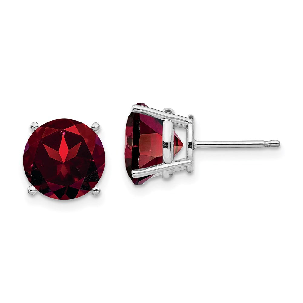 14k White Gold Garnet Round Stud Earrings XE76WGA