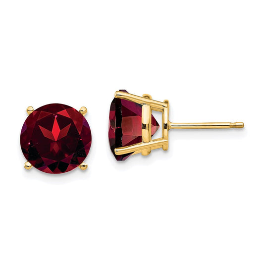 14k Yellow Gold Garnet Round Stud Earrings XE77GA