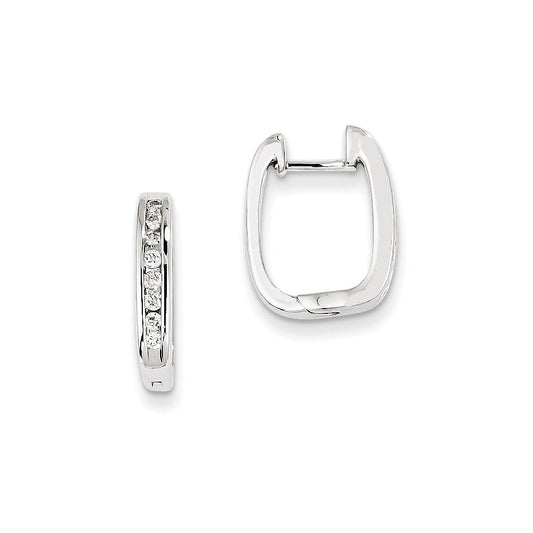 14k White Gold Real Diamond Complete Hinged Hoop Earrings XE788A