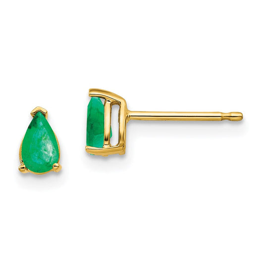 14k Yellow Gold Emerald Post Earrings XE78E-B