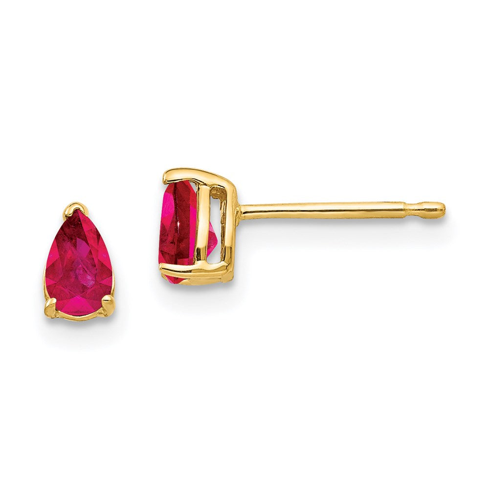 14k Yellow Gold 5x3mm Pear Ruby Earrings XE78R