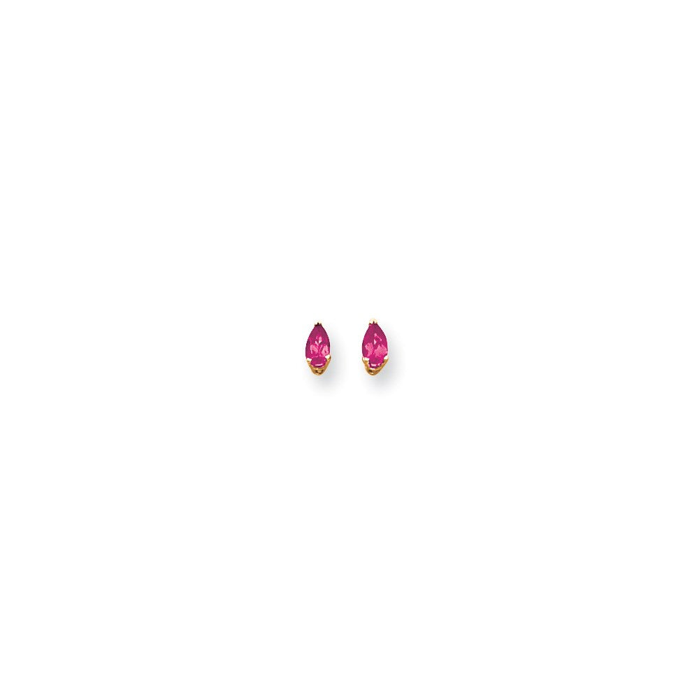 14k Yellow Gold 5x3mm Pear Pink Sapphire Earrings XE78SP