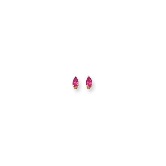 14k Yellow Gold 5x3mm Pear Pink Sapphire Earrings XE78SP
