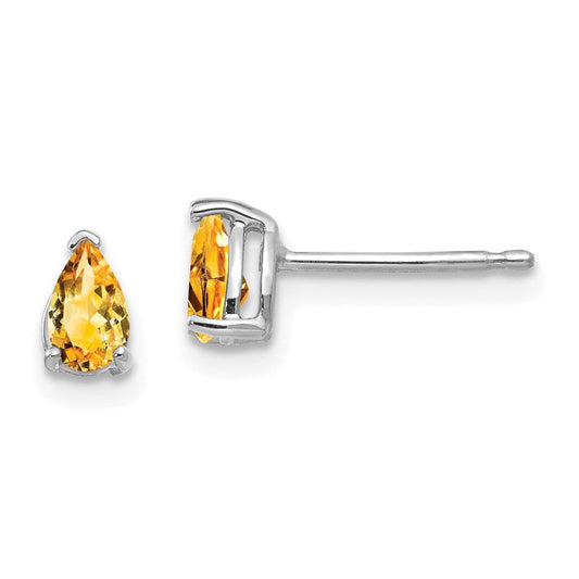 14k White Gold Citrine Pear Stud Earrings XE78WCI