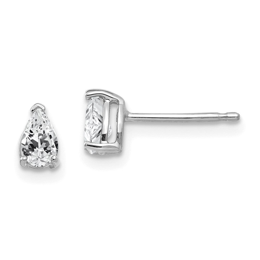 14k White Gold Cubic Zirconia pear stud Earrings XE78WCZ