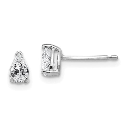 14k White Gold Cubic Zirconia pear stud Earrings XE78WCZ