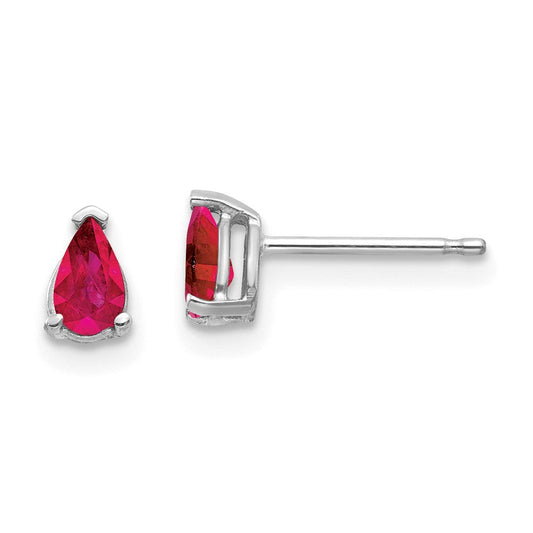 14k White Gold Ruby Earrings XE78WR-B