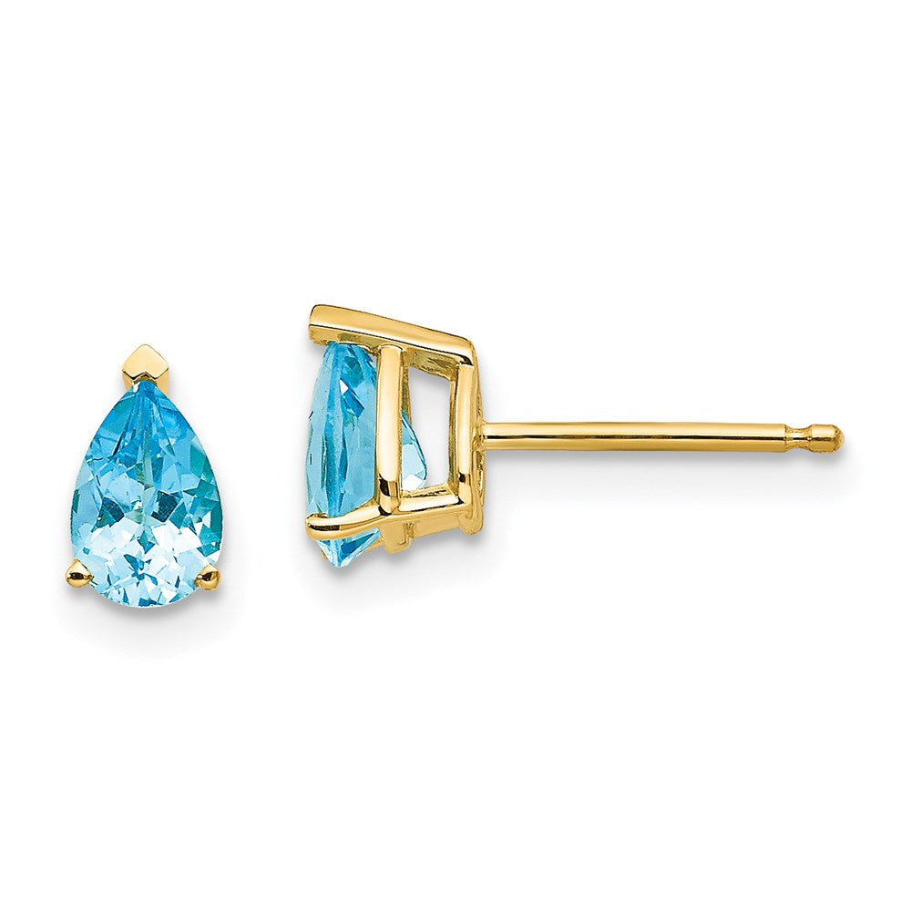 14k Yellow Gold 6x4mm Pear Blue Topaz Earrings XE79BT