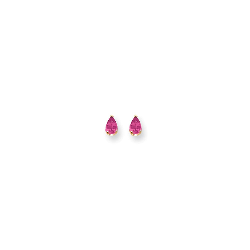 14k Yellow Gold 6x4mm Pear Pink Sapphire Earrings XE79SP