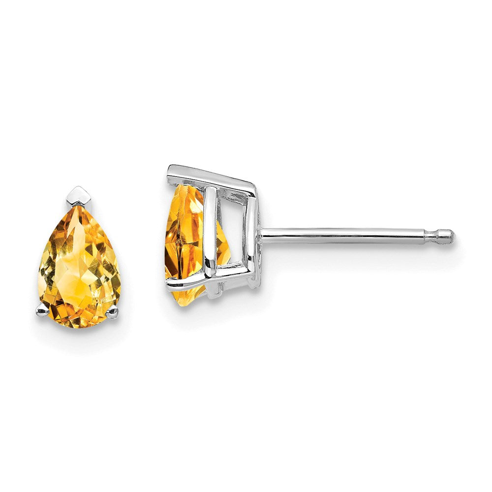 14k White Gold Citrine Pear Stud Earrings XE79WCI