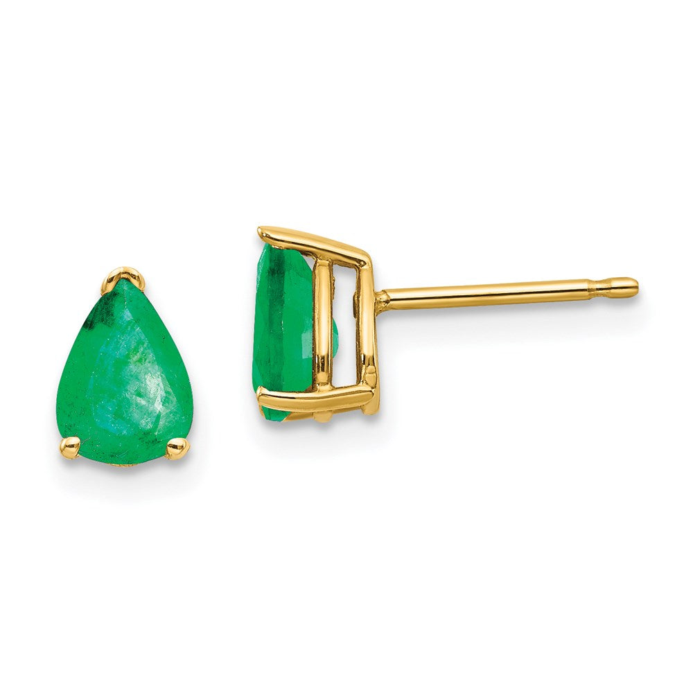 14k Yellow Gold Emerald Post Earrings XE80E-B
