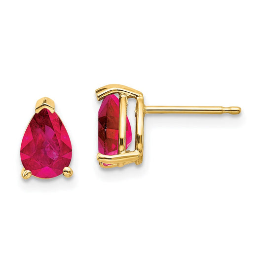 14k Yellow Gold Ruby Earrings XE80R-B