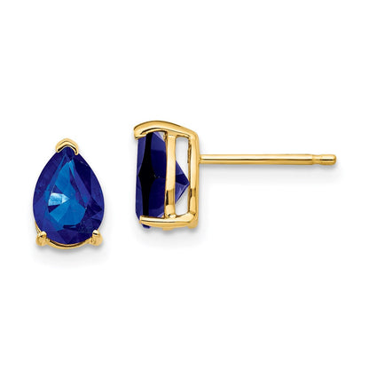 14k Yellow Gold 7x5mm Pear Sapphire Earrings XE80S