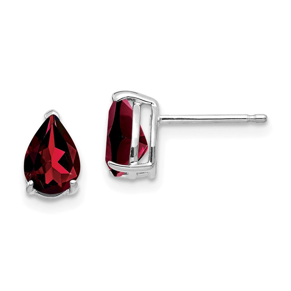 14k White Gold 7x5mm Pear Garnet Earrings XE80WGA