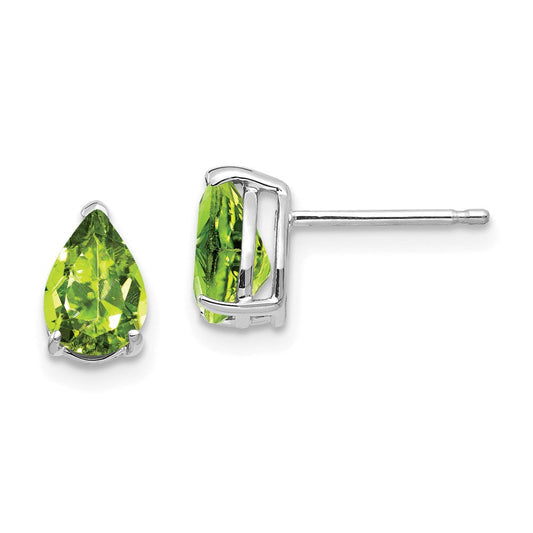 14k White Gold Peridot Pear Stud Earrings XE80WPE