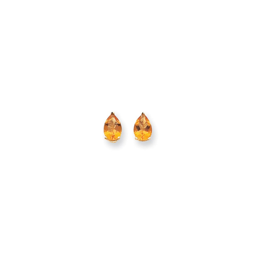 14k Yellow Gold 9x6mm Pear Citrine Earrings XE82CI