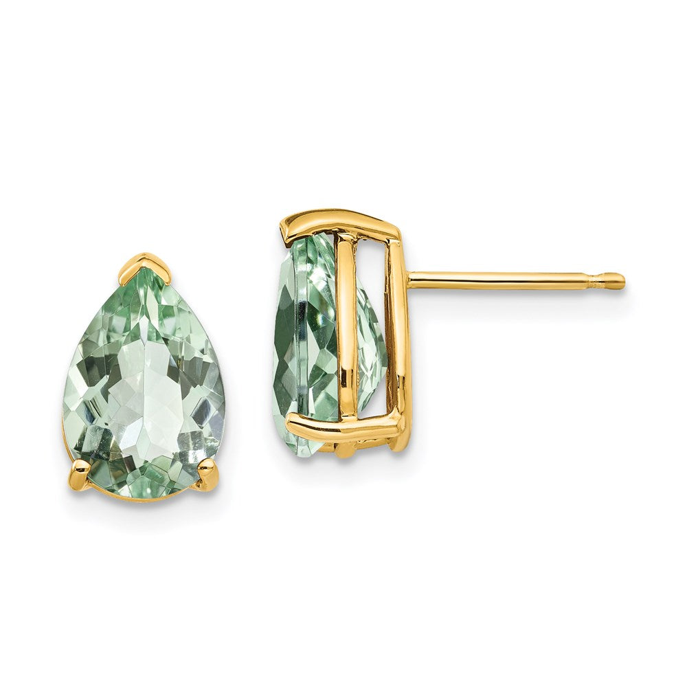 14k Yellow Gold 10x7 Pear Green Quartz Earrings XE83AG