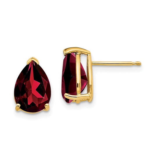 14k Yellow Gold Garnet Pear Stud Earrings XE83GA